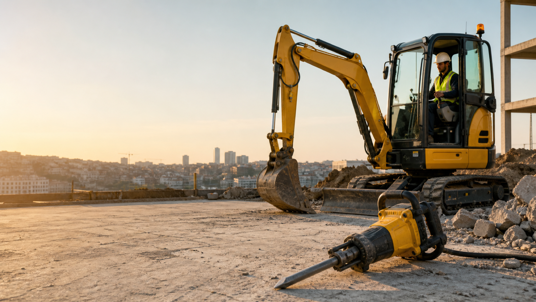 İstanbul'da kiralık kepçe ve hilti hizmetini temsil eden iş makinesi görseli